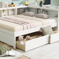 thumbnail image 6 of Harper & Bright Designs L-shaped Corner Bed Full Size with Bookcases and Drawers, Wood Daybed with Power Outlets and USB Charging Ports, White, 6 of 16