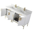 thumbnail image 2 of Fine Fixtures - Modern White 48" Bathroom Vanity Set, Satin Brass Hardware, Vitreous China Sink Top, 2 of 4
