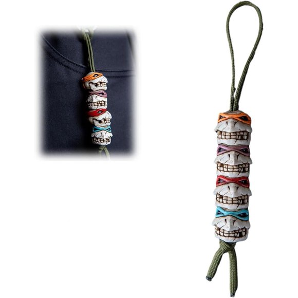 The 4 Turtle Brothers Skull Beads, Men'S Handmade Keychain Pendant Accessories, Cool Unique Turtle Charm