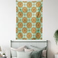 thumbnail image 4 of Moroccan Tapestry, Ornamental Abstract Moroccan Motif with Old Fashion Victorian Influences Artwork, Wall Hanging for Bedroom Living Room Dorm Decor, 40W X 60L Inches, Mint Orange, by Ambesonne, 4 of 5