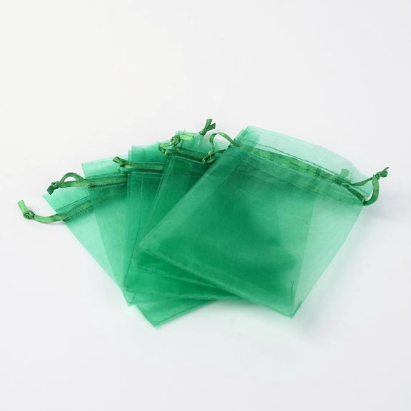 100pcs Organza Gift Bags with Drawstring Wedding Party Christmas Favor Gift Bags Organza Pouches for Potpourri Green 12x9cm