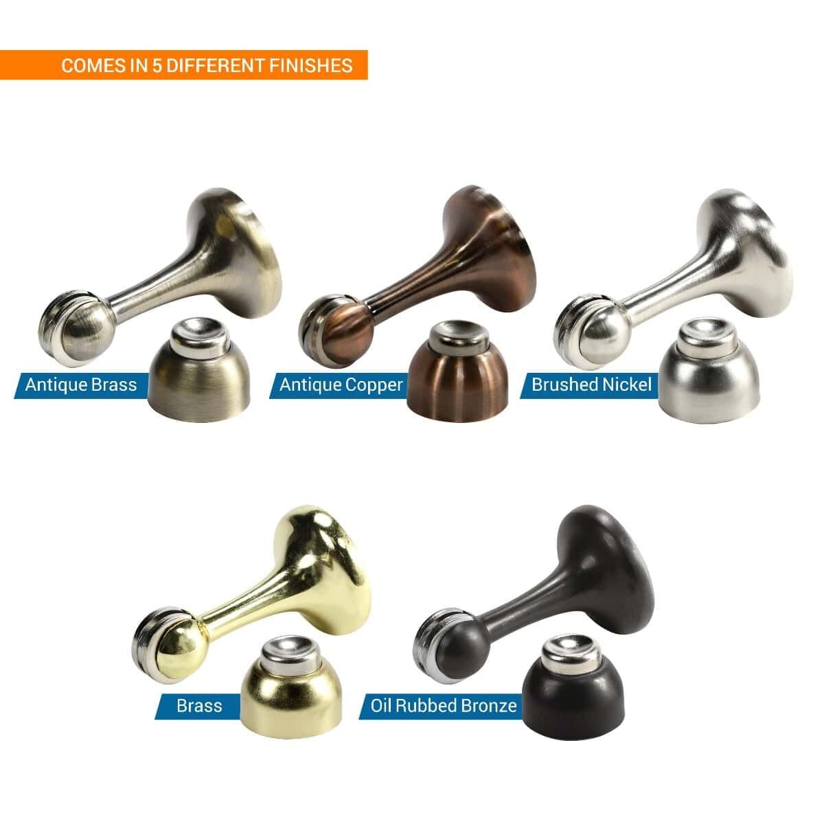 Rok 10-Pack Magnetic Door Stop with Catch, Brass