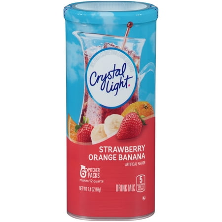 Crystal Light Strawberry Orange Banana Drink Mix 6 ct Canister