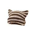 thumbnail image 1 of Gorro de lana de punto para mujer, otoño e invierno, a rayas, cálido, combinable, moderno, tipo jersey, 1 of 1