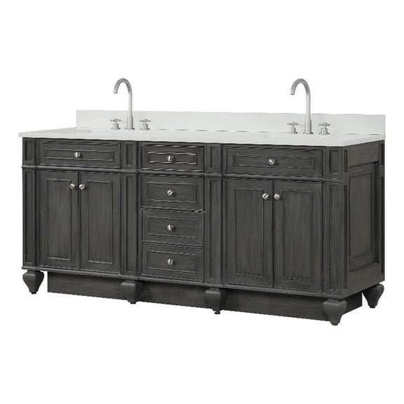 Design Element Winston 72" Solid Birch Hardwood Double Vanity in Gray