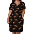 thumbnail image 2 of Stalking Tigers in Orange and Black Loose Pocket Dress dress for women evening dress ladies, 2 of 6