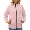 thumbnail image 2 of Chaqueta Impermeable para Mujer, Cortavientos, Impermeable, con Capucha, Plegable y Bolsillos. Rosa XL, 2 of 9