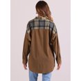 thumbnail image 4 of DARING DIVA Women's Waffle Shacket Long Sleeve Button Down Jacket S Dark Brown, 4 of 6