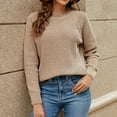 thumbnail image 2 of VISALY Pullover Crewneck Sweatshirt Crochet Sweaters Casual Long Sleeve Pullover Sweaters O Neck Oversized Ribbed Knit Fall Winter Sweater Loose Fit Hoodie Baggy Sweaters Tunic Sweater Khaki S, 2 of 8