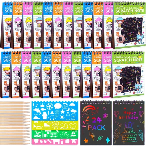 Libretas Scratch Paper Arts POKONBOY Rainbow para niños, 24 unidades