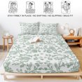 thumbnail image 5 of Twin Sze Fitted Sheet Set - Green Flower 2 Piece Bedding Sets 16" Deep Pocket Fitted Sheet with 1 Pillowcase, Farmhouse Vintage Boho Leaf Spring Brushed Microfiber Hotel Luxury Bed Sheets, 5 of 9