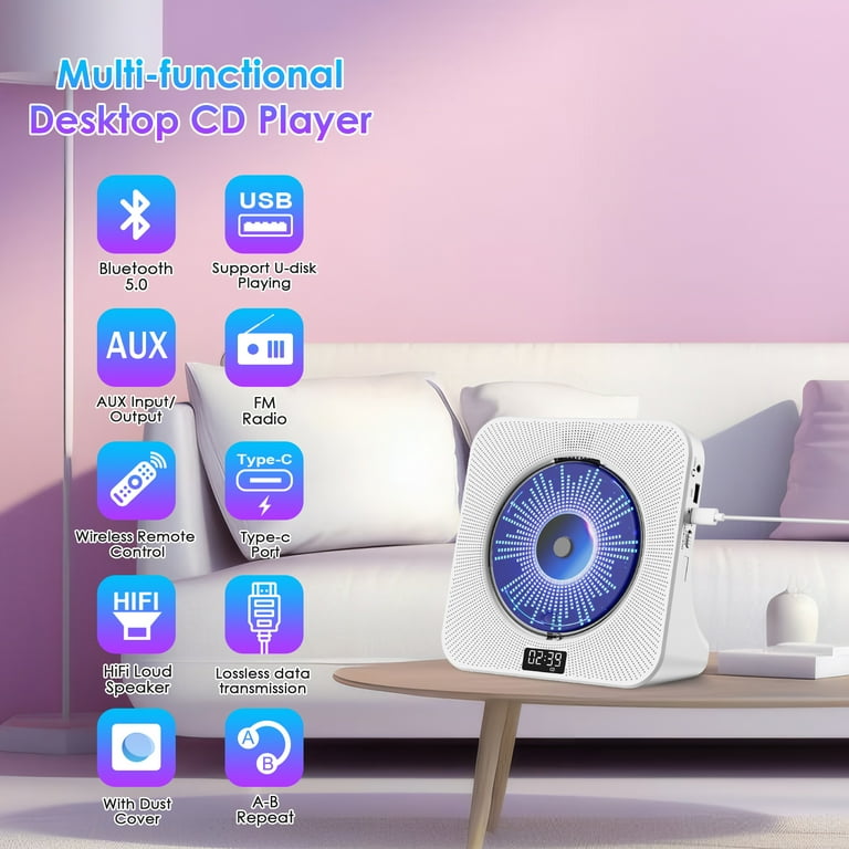 Draagbare, aan de muur te bevestigen bluetooth cd-... – Vicedeal