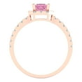 thumbnail image 4 of 0.89 ct Princess Cut Simulated Pink Diamond with Simulated Diamond Halo Accents 18K Rose Gold Womens Engagement Ring, 4 of 5