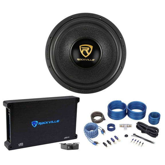 Rockville W15K9D4 15" 5000 Watt Car Audio Subwoofer Mono Amplifier Amp Kit