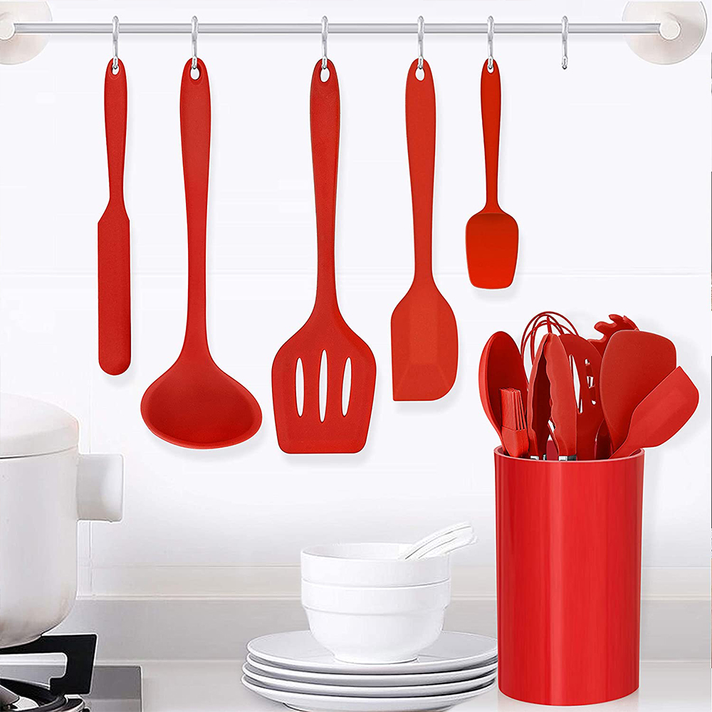 Walchoice 14-Piece Silicone Cooking Utensil Set In Red photo 5