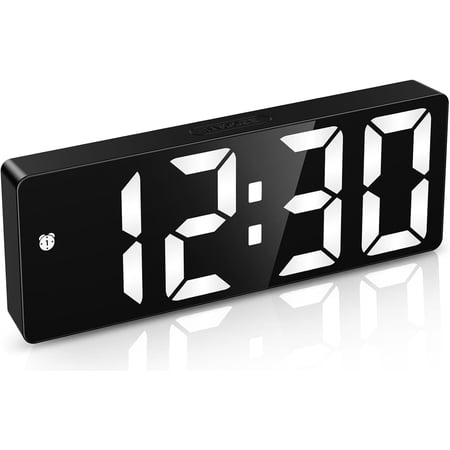 Digital Alarm Clock Large Display, Upgraded LED Alarm for Bedroom, Type-C/Battery Powered Bedside Alarm Clock with Snooze, 12/24H, 5 Levels Adjustable Brightness, DST, Desk Clock for Home, Office