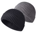 thumbnail image 1 of Gorro de invierno con borde enrollable, gorro de pescador unisex de punto liso con puños, suave y elástico, estilo hipster, 1 of 3