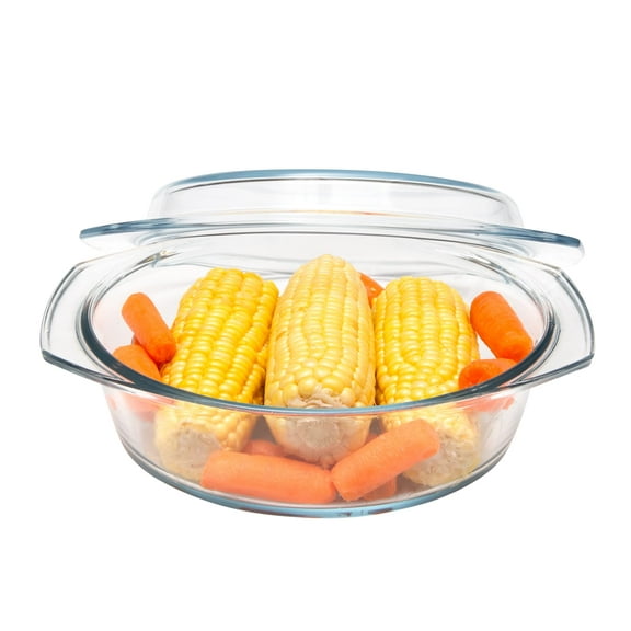 Simax Casserole Dish with Lid Microwave & Oven Safe Clear Glass Cookware, 1.5 Quart