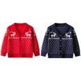 thumbnail image 5 of GYRATEDREAM Baby Boys Girls Christmas Reindeer Knit Sweater Cardigan Infant Toddlers Cotton Crewneck Pullover Sweater Long Sleeve Tops Coat Fall Winter Clothes for 6Y Blue, 5 of 7