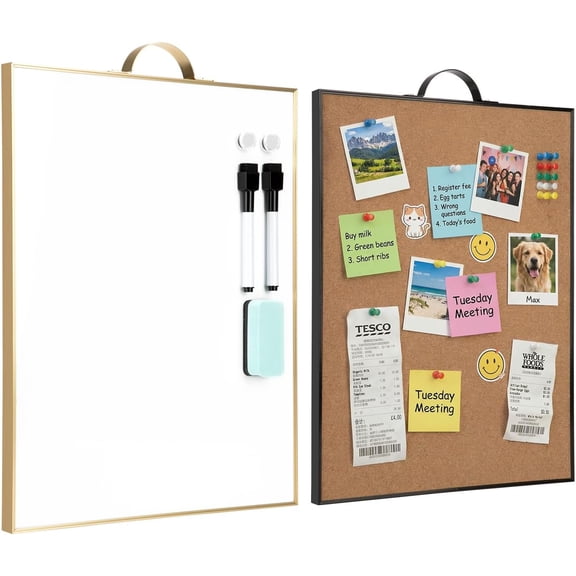 Small Whiteboard Cork-Board Combo for Wall, 2-Board Set, 24"x16" Total