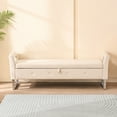 thumbnail image 2 of 67.91"Wide Velvet Storage Soft Bench with Armrests for Living Room, Entryway and Bedroom. Beige, 2 of 7