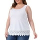 thumbnail image 4 of Blusas de tirantes de talla grande Agnes Orinda para mujeres, con cuello redondo, estilo suelto, encaje y fluido, 1X, blancas, 4 of 6
