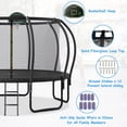 thumbnail image 3 of Trampoline Outdoor, 15 FT Trampoline with Enclosure Net and Ladder, Built-in 5 W-Shaped Legs and Basketball Board, Recreational Trampolines Family Jumping Workout, Outdoor Trampoline for Kids, Adults, 3 of 7