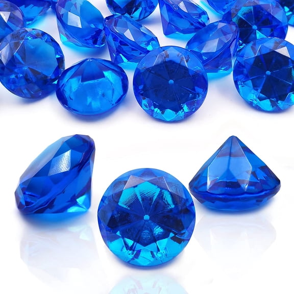 XHKDSYMC 100Pcs Clear Acrylic Diamonds 25mm Wedding Table Scatters Gemstones Confetti for Vase Fillers,Floral Decor,Bridal Shower Decorations,Home Centerpieces,Candle Display (Dark Blue)