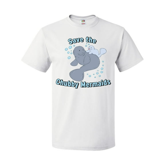 Inktastic Save the Chubby Mermaids with Cute Manatees T-Shirt