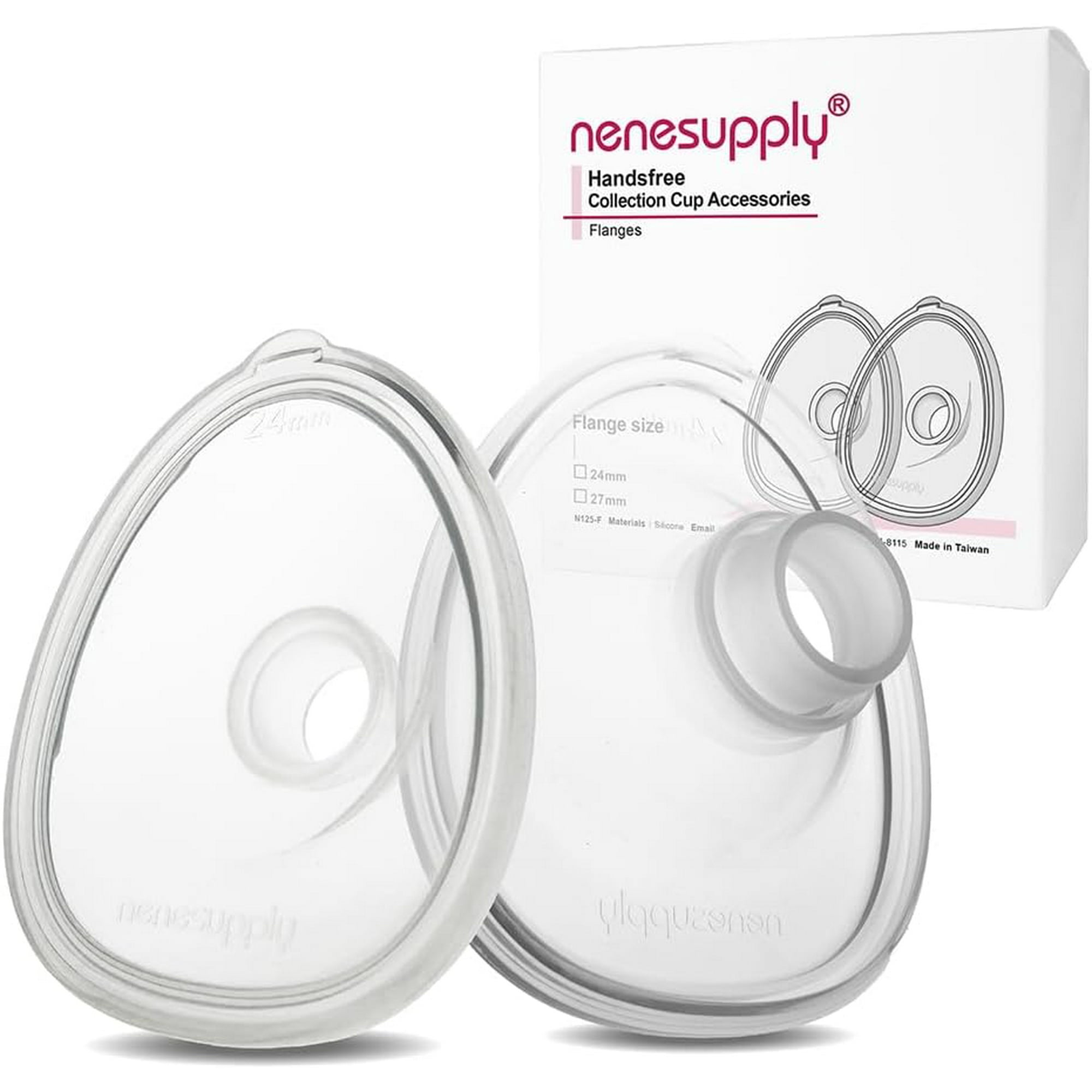 Nenesupply 24mm Silicone Flanges Breastshields for Handsfree Wearable Collection Cups Work with Nenesupply Handsfree Wearable Collection Cups Only. Made of Food Grade Silicone.
