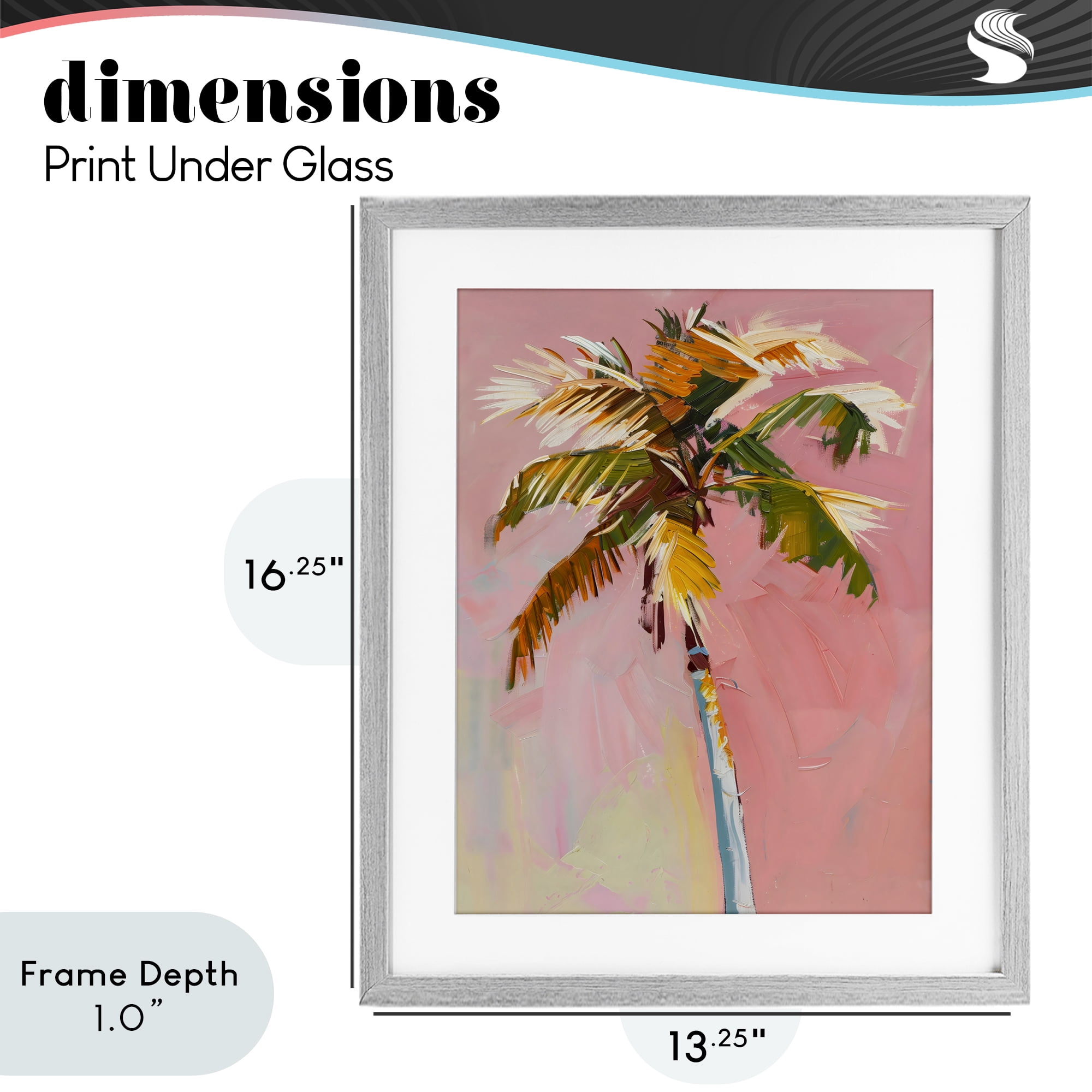 Stupell Industries Pink Palm Summer Oasis Gray Framed Print Under Glass, design by The Prints Vibe