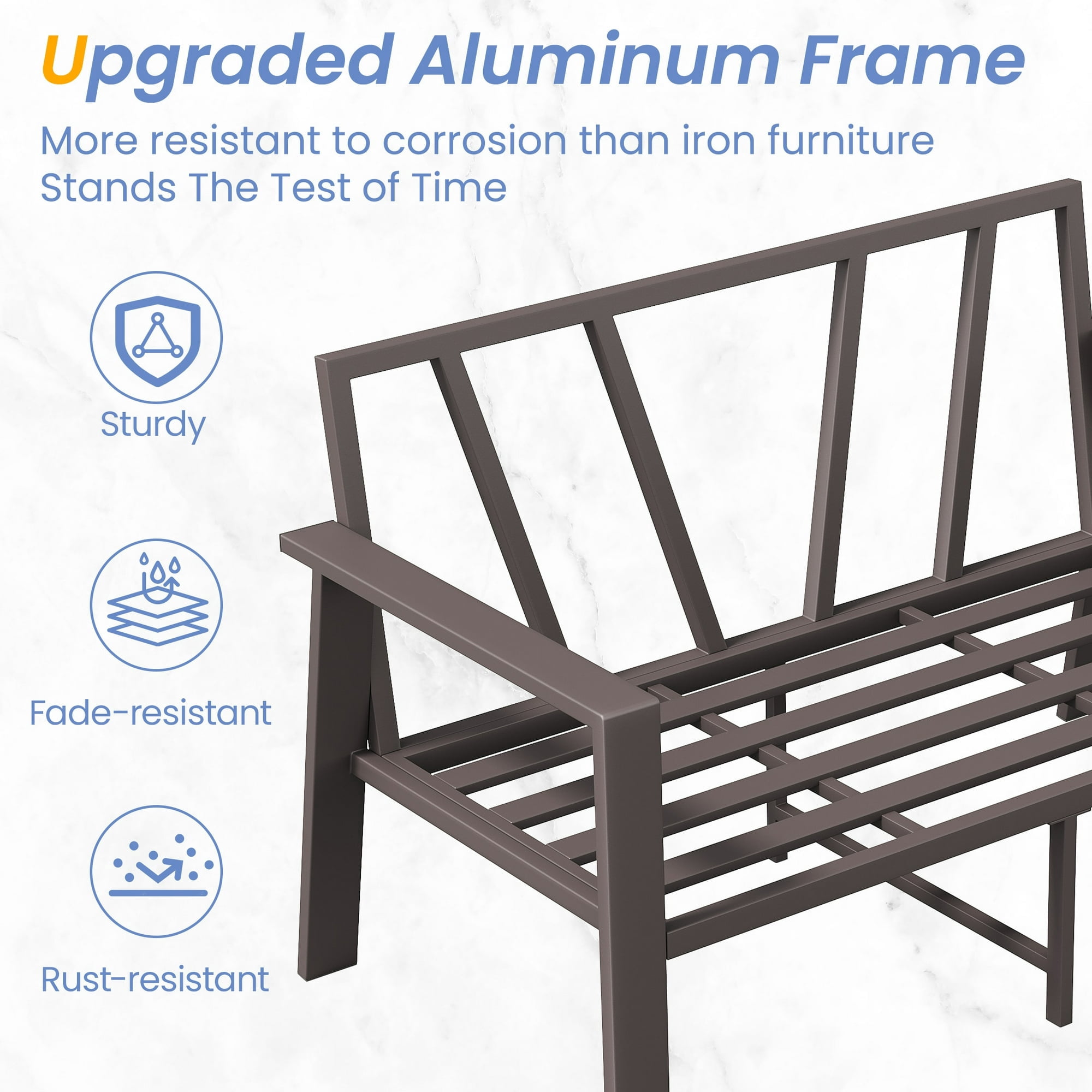 UDPATIO Aluminum Patio Furniture Set, Contemporary Outdoor Couch Set, Aluminum Patio Conversation Set, Beige