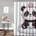 thumbnail image 2 of Orinice Panda Star Wand Bathroom Decor Set Polyester Fabric Shower Curtain with Hooks 36x72, 2 of 7