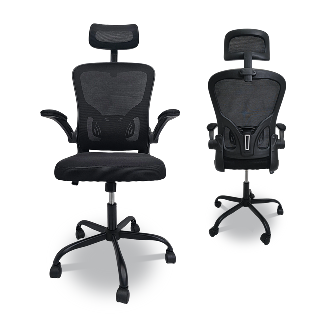 Yvike Ergonomic Office Desk Chair, Breathable Mesh Swivel Computer Chair, Lumbar Back Support Task Chair, Office Chairs with Armrests Lumbar Support and Adjustable Headrest Tilt Function,Black