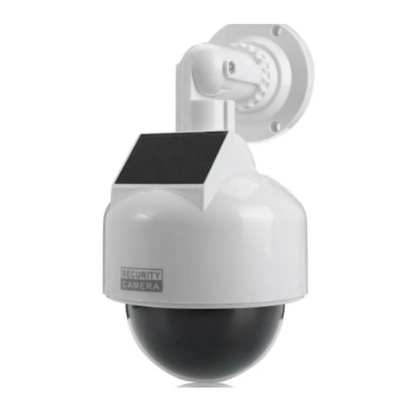 Simulation Security Camera with Flashing LED Light 360° Rotation Dummy CCTV Dome Indoor/Outdoor Monitor Powered