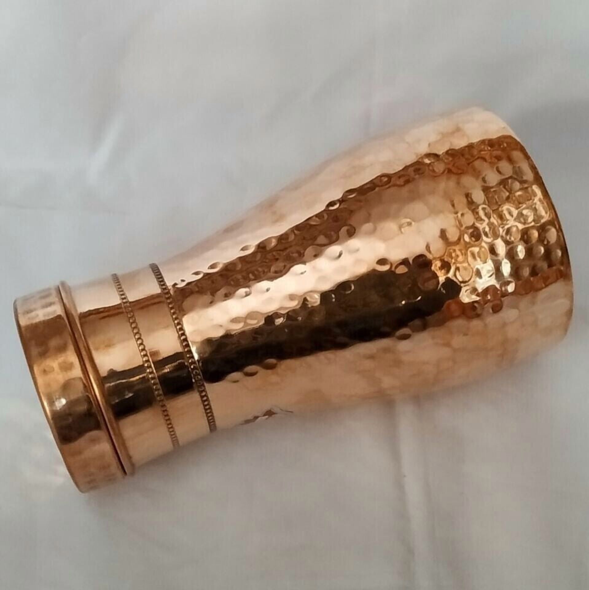 Pure Copper Hammered Bedroom Water Bottle Jar Tumbler Ayurveda Health Benefits 1000 ML