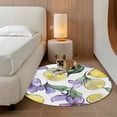thumbnail image 2 of Summer Yellow Lemon Round Area&nbsp;Rug 8ft Plant Leaves Floral Watercolor Non-Slip&nbsp;Washable Circle Rugs Soft Felt Indoor Floor Mat for Bedroom Kitchen Living Room Bathroom, 2 of 9
