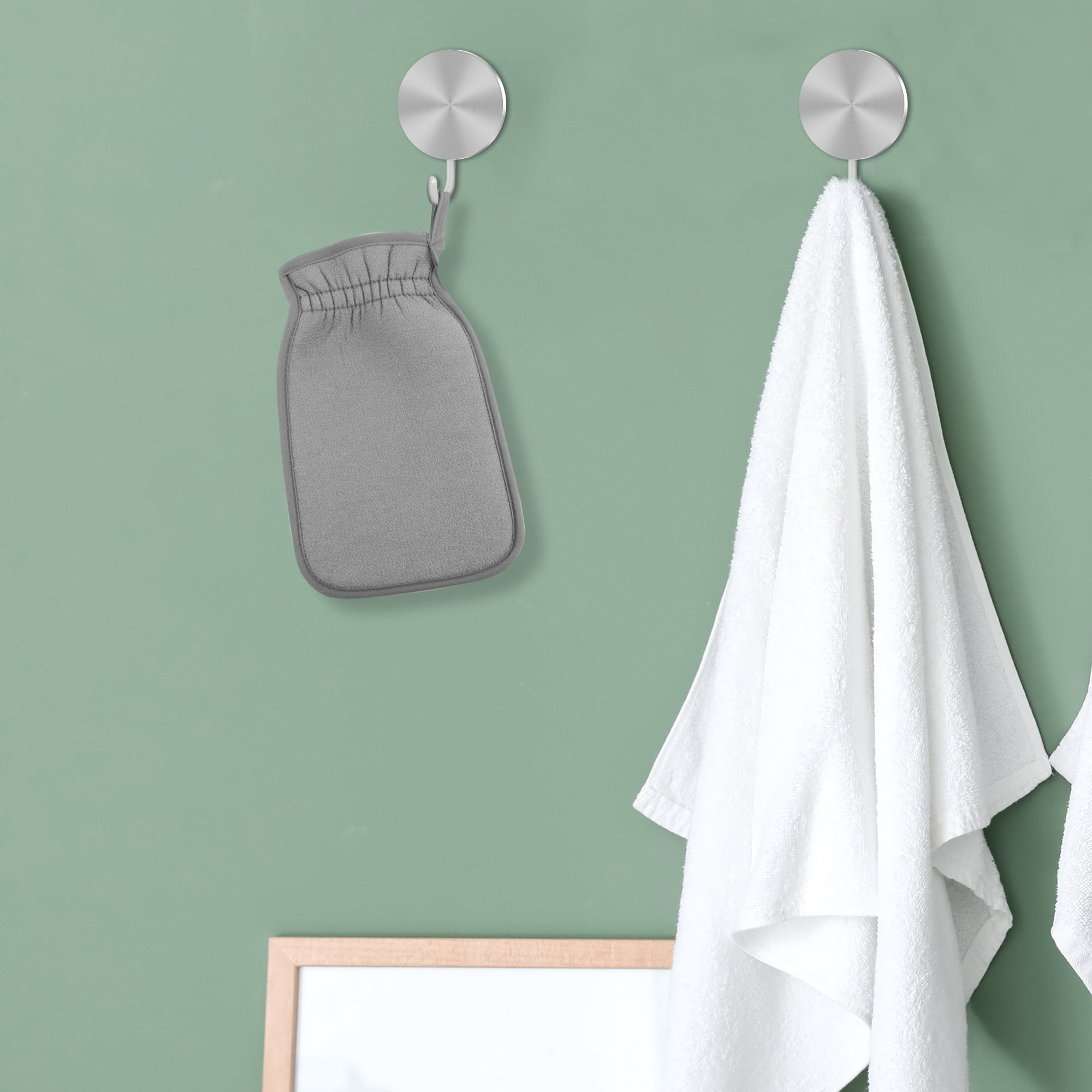 Unique Bargains Gloves Bath Towel for Shower Room 14x24cm 1 Pc Deep Gray