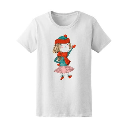 Cute Girl Wearing Warm Clothes Tee Women's -Image by