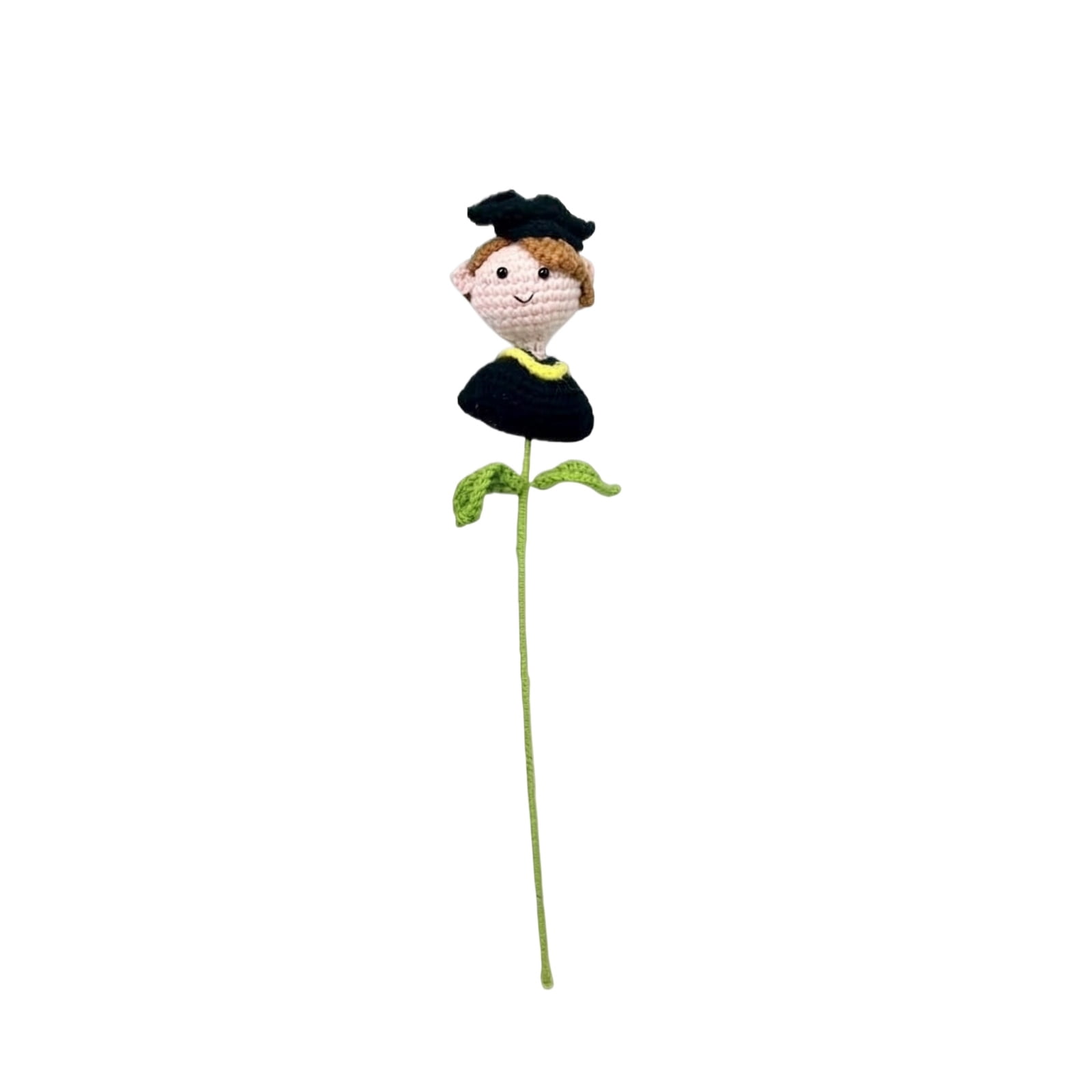 StlyGar Crochet Flower Graduation Hat Girl boy Figurine Artificial Bouquet Stylish Academic Achievement gift 11.8in