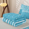 thumbnail image 5 of Castle Fairy Minimalism Vertical Band Zipper Twin Comforter Sets with Fitted Sheet and 2 Pillowcases,Retro Lace Edge Zipper Bedding Set,Sky Cyan White,Reversible, 5 of 7