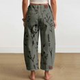 thumbnail image 4 of kaondbfi Women's Print Cropped Pants High Waist Button Fly Casual Loose () Fabric Baggy Trousers with Pockets for Summer, 4 of 6