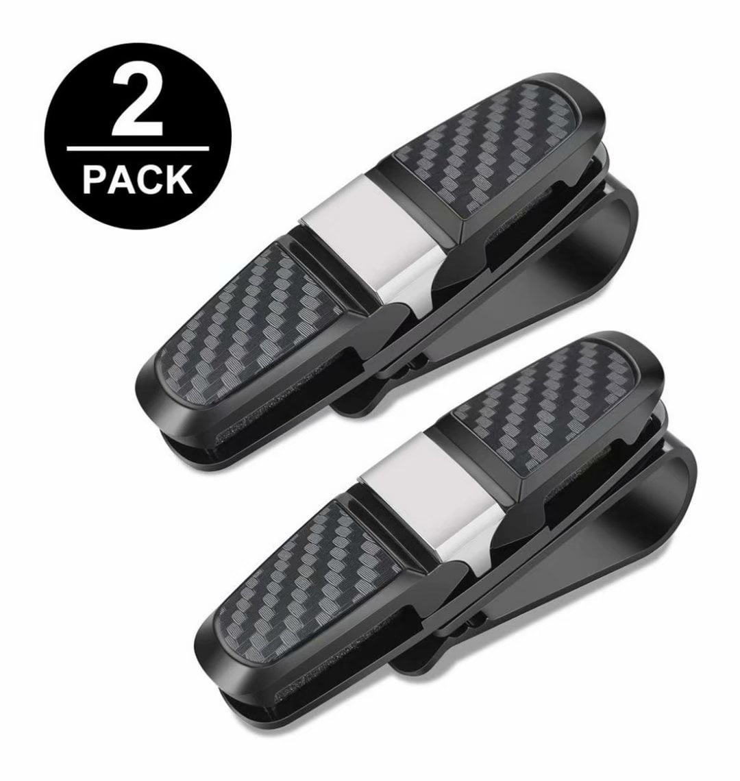 2 Pack Sunglasses Holder Clip Hanger Eyeglasses Mount for Car Double-Ends Clip and 180° Rotational Car Glasses Holder with Ticket Card Clip 2Black Generies Brands Glasses Holder for Car Sun Visor 