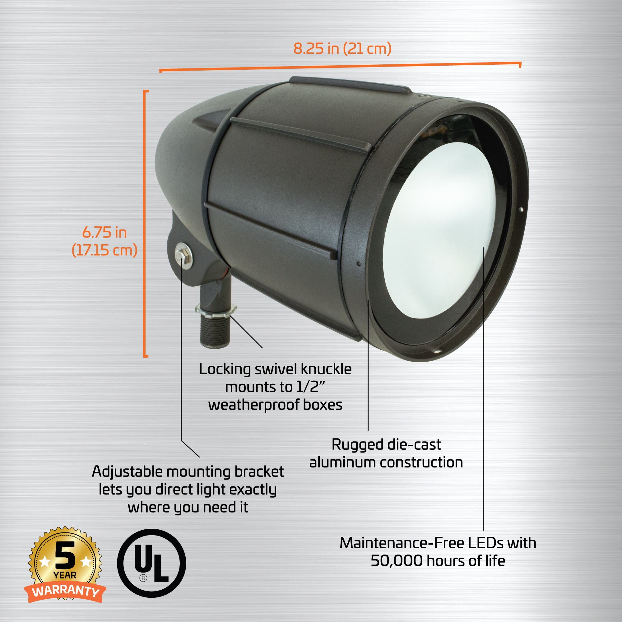 Newhouse Lighting BLF30BRZ 30-Watt Outdoor LED Flood Light, Weatherproof, Bronze. For use in flag pole, flood, backyards, playground, and landscape lighting applications. - image 4 of 6