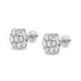 thumbnail image 4 of 14K White Gold 3 cttw Prong Set Round-Cut Diamond Floral Cluster Stud Earring (I-J color, SI1-SI2 clarity), 4 of 7