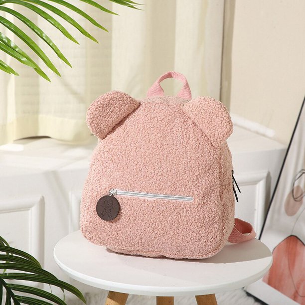 Mochila personalizada con patrón de oso para mujer y niña, morral de felpa para niño pequeño con nombre personalizado, mochila informal de hombro para día