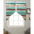 thumbnail image 2 of Turquoise Brown Swag Valances for Windows, Watercolor Modern Abstract Striped Rod Pocket Sheer Valances for Large Windows, Swag Toppers Light Filtering for Kitchen Living Room 2 Panels 36''x45'', 2 of 6