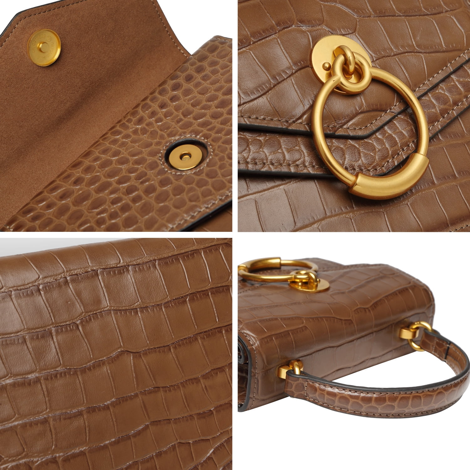 FEIMINA Genuine Leather Purses Handbags,Chain Crossbody Bags For Women,Shoulder Bag,Cute Tote,Magnetic Clasp, Flap(Brown)