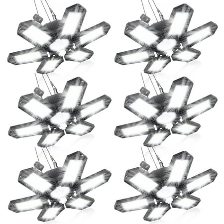 

6 Pack Plug in Garage Light Upgraded 200W 20000LM Linkable LED Shop Light 6500K LED Garage Ceiling Lights with 6 Deformable Panels for Garage Warehouse Barn Basement (Built-in ON/Off Switch)