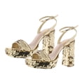 thumbnail image 4 of XYD Women Bling Sequins Open Toe Platform Sandals Chunky High Heel Pumps Slender Ankle Buckle Strap Nightclub Shoes Size 15.5 Gold, 4 of 4